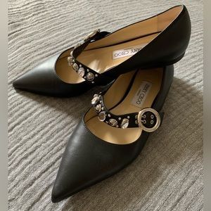 Black leather Jimmy Choo flats size UK38